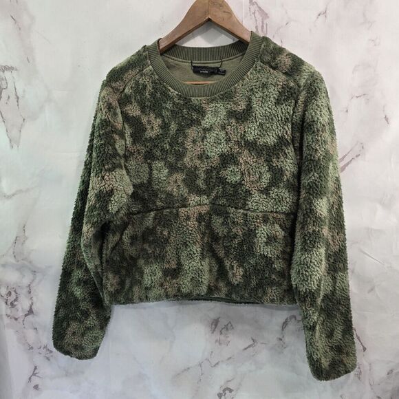 Prana Tops - Prana Sweatshirt Women Medium Green Camo Sherpa Teddy Polar Escape Kangaroo Crew